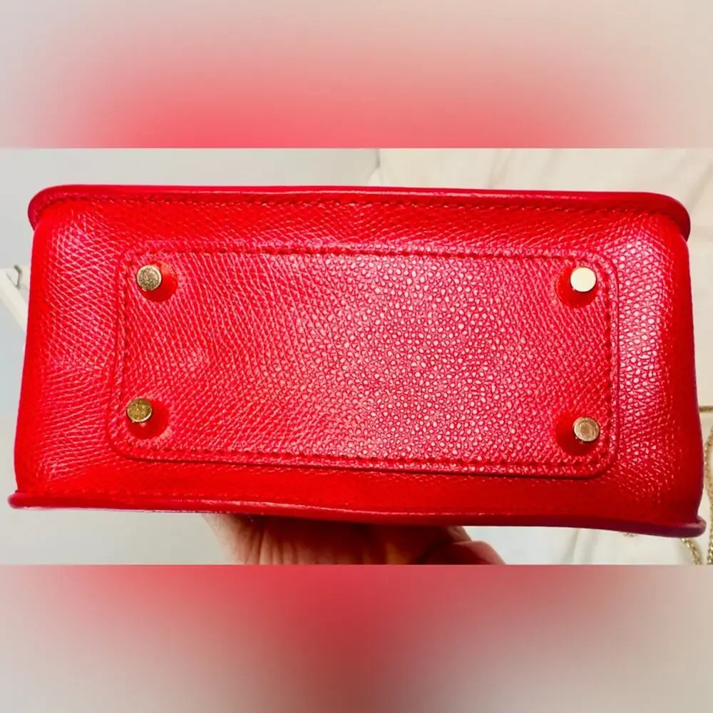 Furla Metropolis Red leather crossbody with gold chain strap
